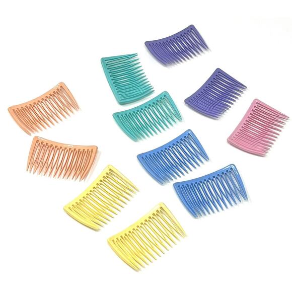 Vintage Lot Goody Hair Side Combs Pastels Peach Blue Pink Yellow Pull Clips (11) main image 3